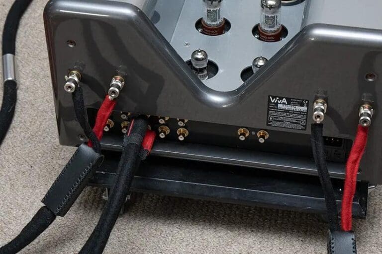 William Eikos Ultra-Litz Field cable in use on a Viva stereo valve power amp as a RCA terminated Terra Nova interconnect and 8 thousand strand per conductor solid silver terminated Speaker Cable